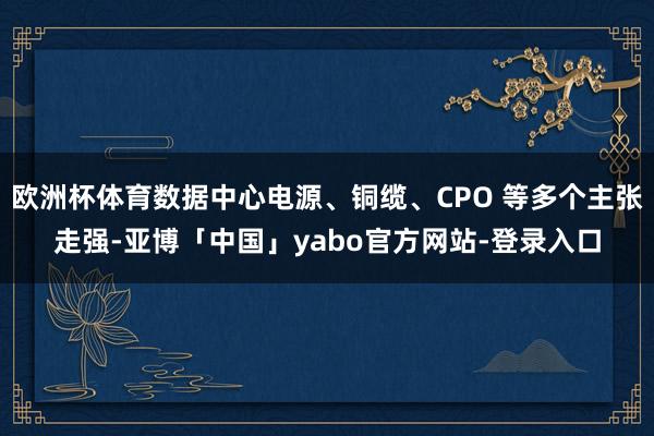 欧洲杯体育数据中心电源、铜缆、CPO 等多个主张走强-亚博「中国」yabo官方网站-登录入口