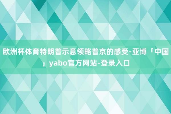 欧洲杯体育特朗普示意领略普京的感受-亚博「中国」yabo官方网站-登录入口
