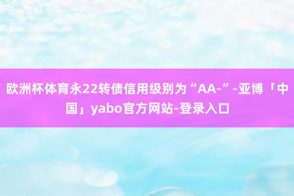 欧洲杯体育永22转债信用级别为“AA-”-亚博「中国」yabo官方网站-登录入口