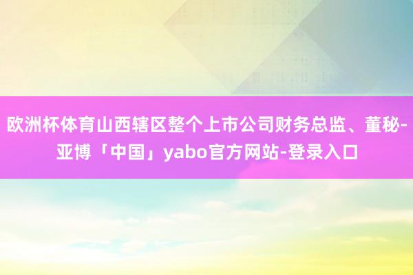 欧洲杯体育山西辖区整个上市公司财务总监、董秘-亚博「中国」yabo官方网站-登录入口