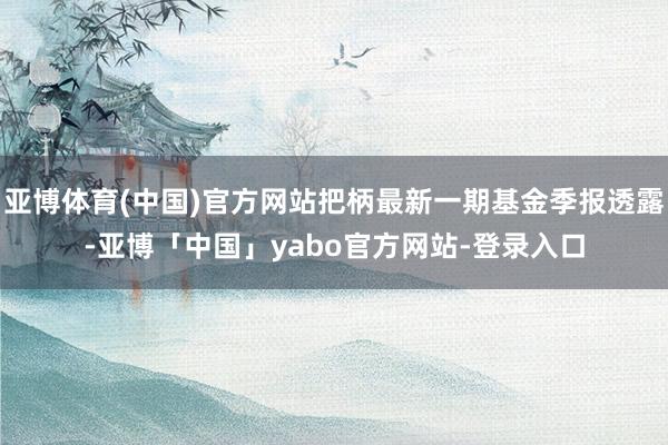 亚博体育(中国)官方网站把柄最新一期基金季报透露-亚博「中国」yabo官方网站-登录入口