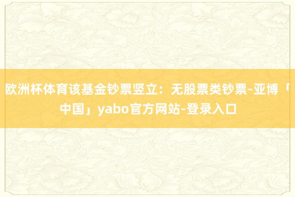 欧洲杯体育该基金钞票竖立：无股票类钞票-亚博「中国」yabo官方网站-登录入口