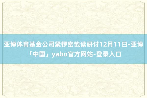 亚博体育基金公司紧锣密饱读研讨12月11日-亚博「中国」yabo官方网站-登录入口