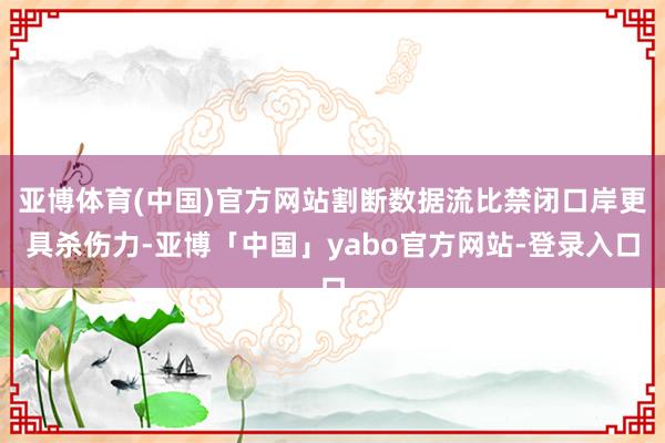 亚博体育(中国)官方网站割断数据流比禁闭口岸更具杀伤力-亚博「中国」yabo官方网站-登录入口
