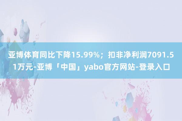 亚博体育同比下降15.99%；扣非净利润7091.51万元-亚博「中国」yabo官方网站-登录入口