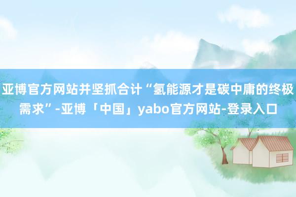 亚博官方网站并坚抓合计“氢能源才是碳中庸的终极需求”-亚博「中国」yabo官方网站-登录入口