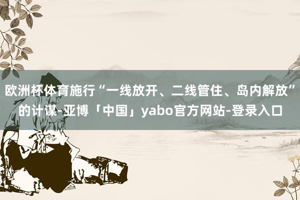 欧洲杯体育施行“一线放开、二线管住、岛内解放”的计谋-亚博「中国」yabo官方网站-登录入口