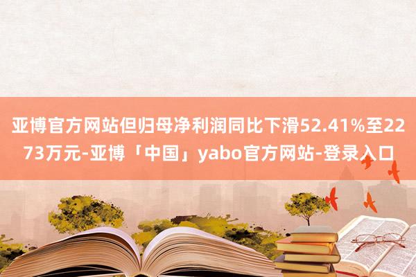亚博官方网站但归母净利润同比下滑52.41%至2273万元-亚博「中国」yabo官方网站-登录入口