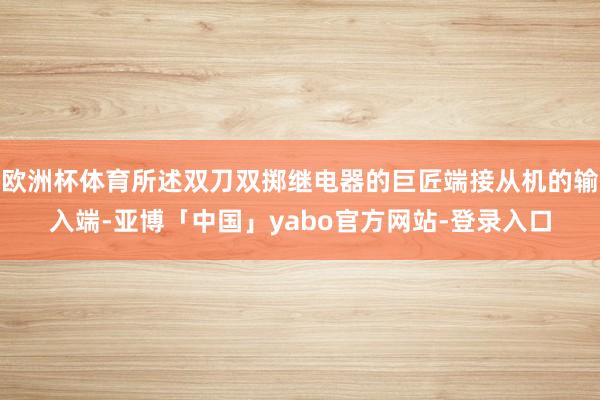 欧洲杯体育所述双刀双掷继电器的巨匠端接从机的输入端-亚博「中国」yabo官方网站-登录入口
