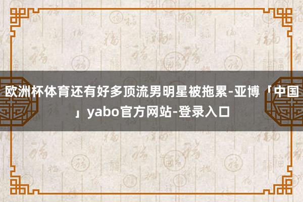 欧洲杯体育还有好多顶流男明星被拖累-亚博「中国」yabo官方网站-登录入口