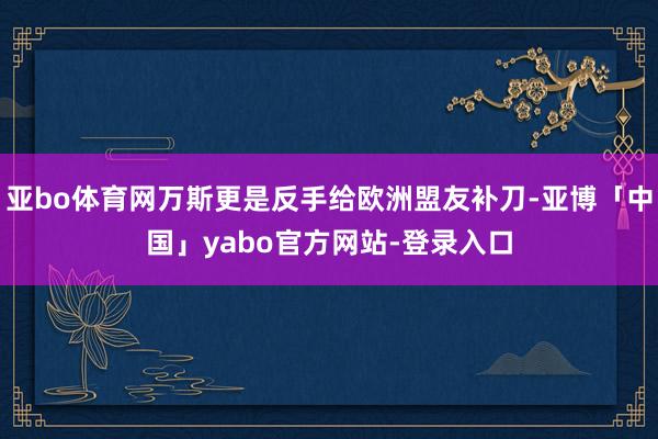 亚bo体育网万斯更是反手给欧洲盟友补刀-亚博「中国」yabo官方网站-登录入口
