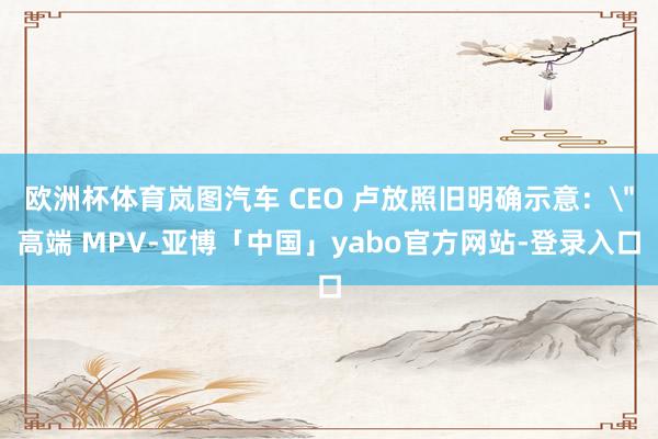 欧洲杯体育岚图汽车 CEO 卢放照旧明确示意：