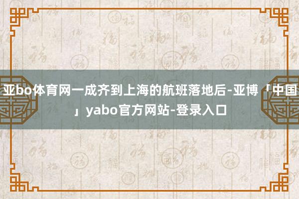 亚bo体育网一成齐到上海的航班落地后-亚博「中国」yabo官方网站-登录入口